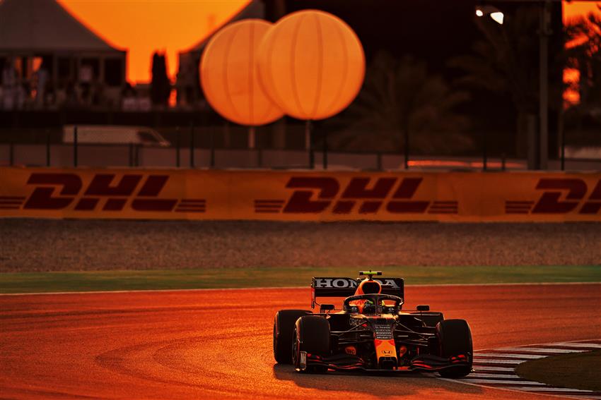 Orange sunset and F1 car